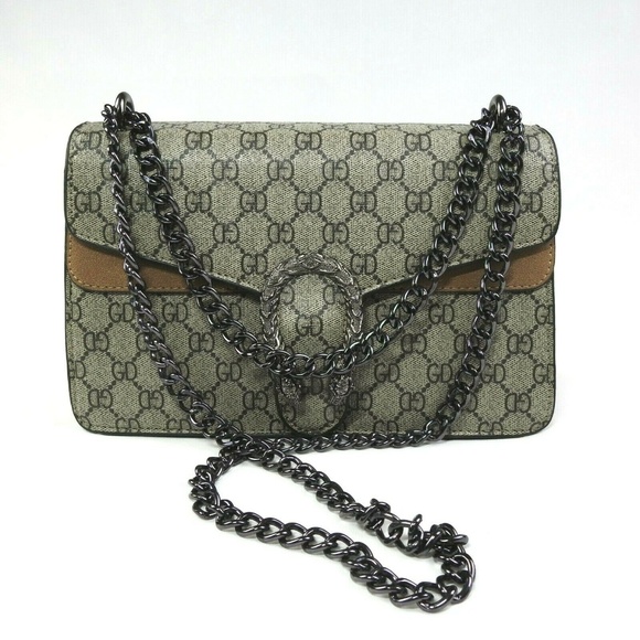 Suede Canvas Chain Shoulder Bag - Picture 2 of 8